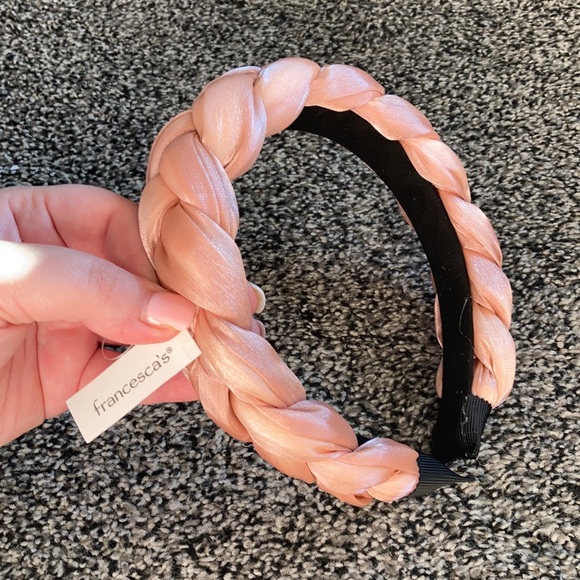 Francesca’s Blush Silk Braided Headband - Picture 1 of 4